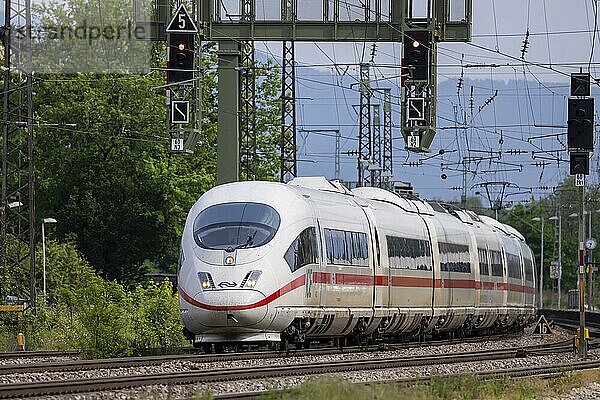 ICE der Deutsche Bahn AG unterwegs auf der Rheintalstrecke bei Riegel  Baden-Württemberg  Deutschland  Europa