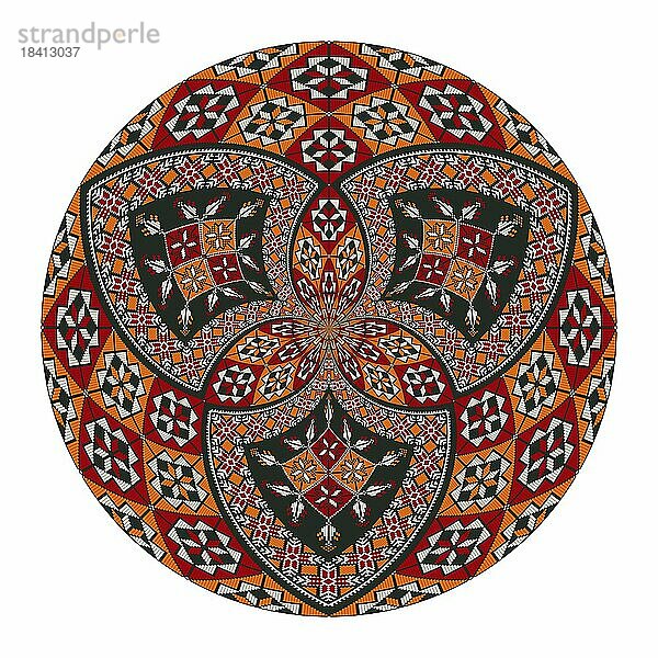 Dekorative runde palästinensische Tatreez Designelement über weißem Hintergrund  Vektor Illustration