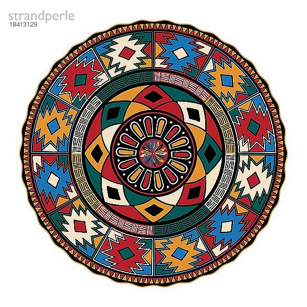 Dekorative runde Stammes Design Element über weißem Hintergrund  Vektor Illustration