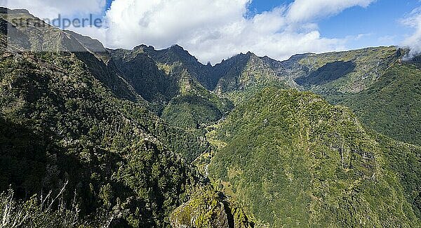 Miradouro dos Balcões  Bergtal Ribeira da Metade und das Zentralgebirge  Madeira  Portugal  Europa