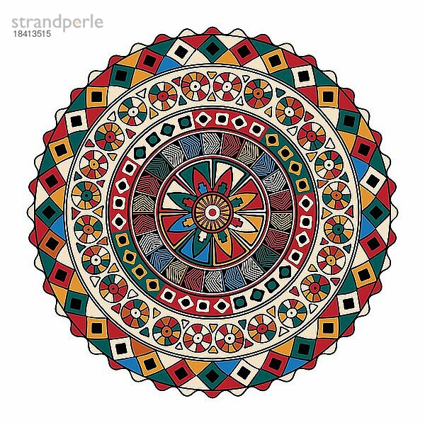 Dekorative runde Stammes Design Element über weißem Hintergrund  Vektor Illustration