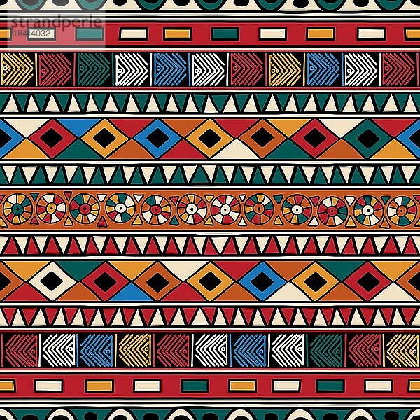 Ethnischer Stammes Hintergrund. Vektor nahtlose Muster Design für Hintergrund  Teppich  Tapete  Wickeln  Batik  Stoff