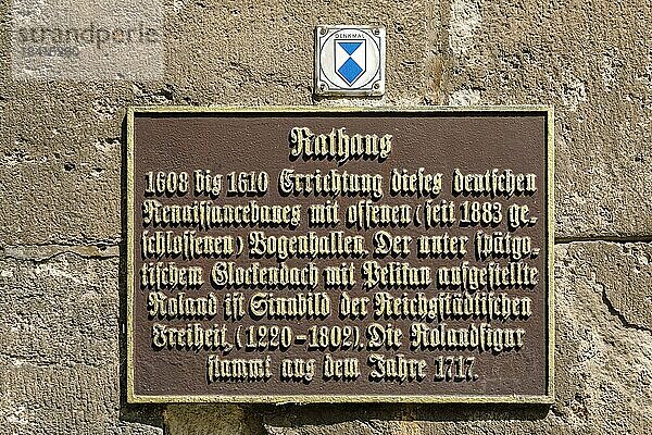 Informationstafel am alten Rathaus  Nordhausen  Thüringen  Deutschland  Europa