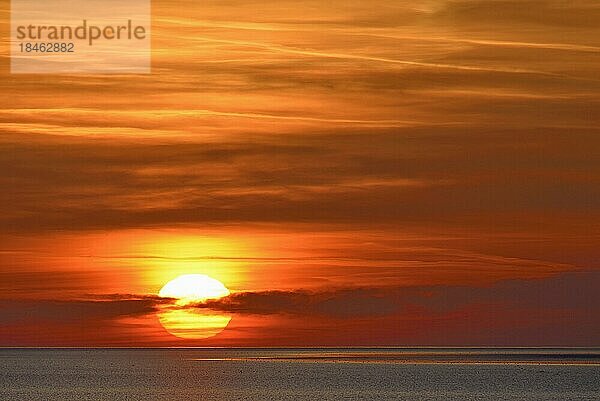 Sonnenuntergang über dem Wattenmeer  Nordsee  Norddeich  Niedersachsen  Deutschland  Europa