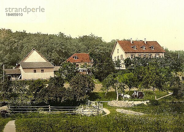 Der Claushof  Forsthaus Klaushof  in Bad Kissingen  Bayern  Deutschland  Historisch  Photochromdruck aus den 1890er-Jahren  Europa