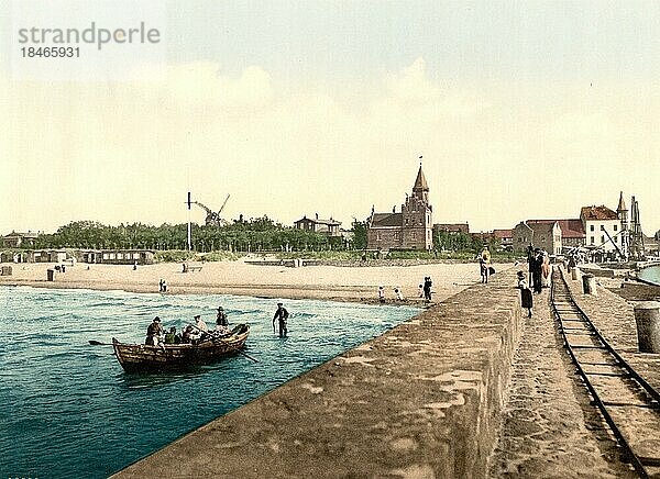 Stolpmünde an der Ostsee  Pommern  früher Deutschland  heute Ustka in Polen  Historisch  Photochromdruck aus den 1890er-Jahren