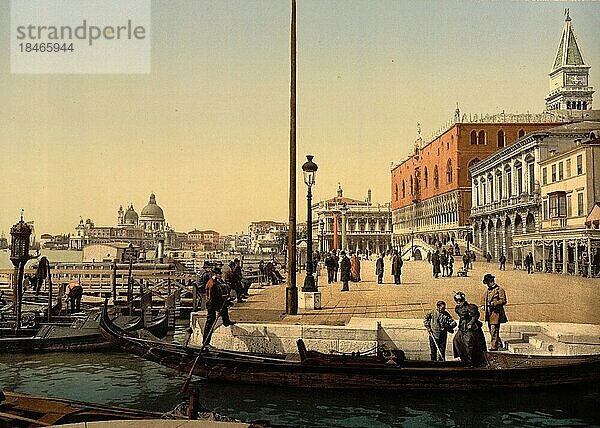 Die Front des Dogenpalast in Venedig um 1850  Italien  Historisch  digital restaurierte Reproduktion von einer Vorlage aus dem 18. oder 19. Jahrhundert  Europa