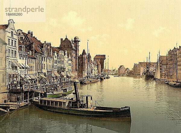 Hafenfron von Danzig  Westpreußen  früher Deutschland  heute Gdansk in Polen  Historisch  digital restaurierte Reproduktion einer Photochromdruck aus den 1890er-Jahren