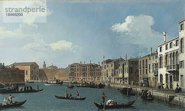 Blick auf den Santa-Chiara-Kanal in Venedig  um 1740  Italien  nach einem Gemälde von Canaletto  Historisch  digital restaurierte Reproduktion von einer Vorlage aus dem 18. oder 19. Jahrhundert  Europa
