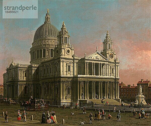 St Pauls Cathedral  um 1745  London  England  nach einem Gemälde von Canaletto  Historisch  digital restaurierte Reproduktion von einer Vorlage aus dem 18. oder 19. Jahrhundert