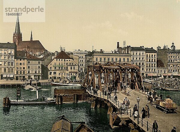 Die große Brücke in Stettin  Westpommern  früher Deutschland  heute Szczecin  Polen  Historisch  Photochromdruck aus den 1890er-Jahren  Europa