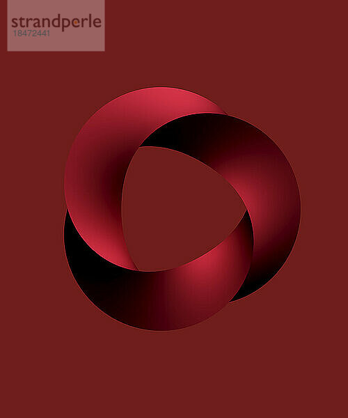 Abstrakte 3D-Form vor rotem Hintergrund
