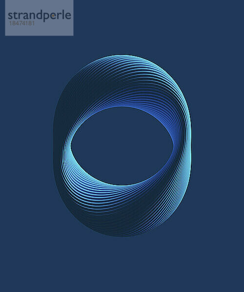 Abstrakte blaue Form vor farbigem Hintergrund