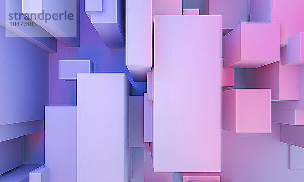 3D illustration of gradient cubes in pastel shades