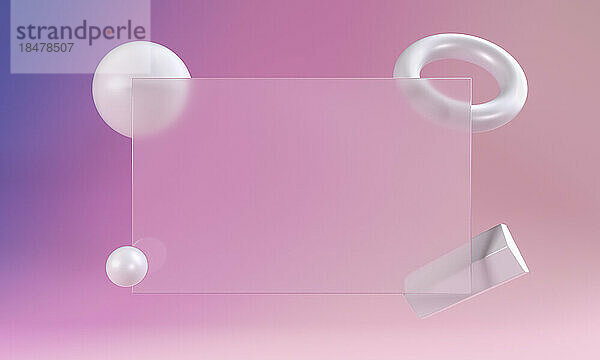Dreidimensionale Darstellung geometrischer Formen  die vor rosa Hintergrund schweben