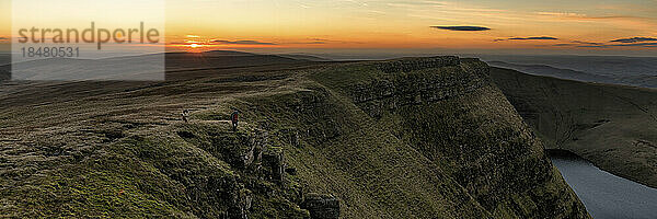 Man at edge of Picws Du  Brecon Beacons  Wales