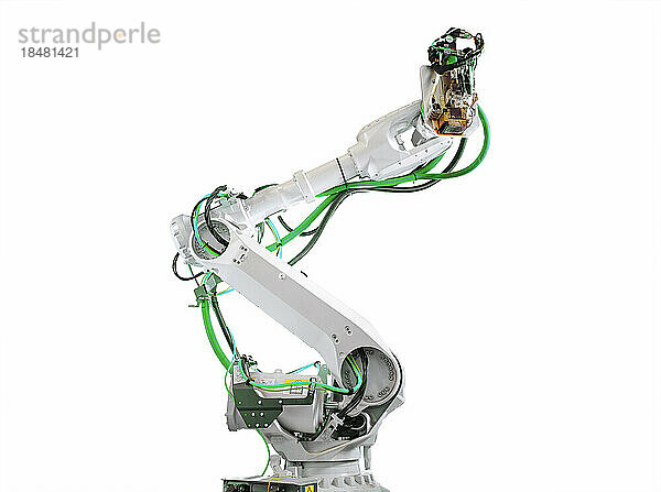 Robot arm against white background