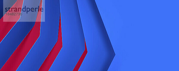 Geometric shapes on an abstract blue and red background