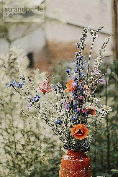 Mehrfarbige Wildblumen in Vase
