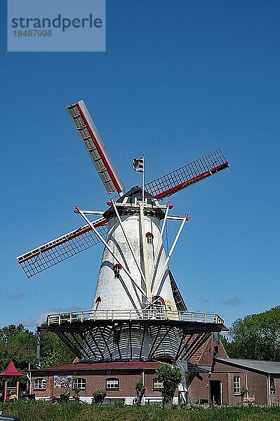 Alte Windmühle  Pannekoekenmolen De Graanhalm  Touristenattraktion  Burgh-Haamstede  Zeeland  Niederlanden