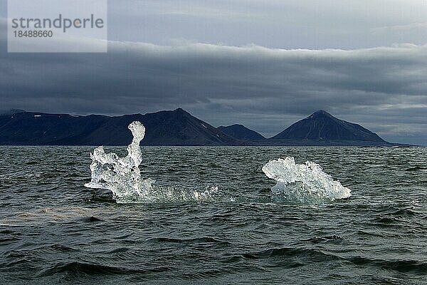 Schmelzende Eisscholle in der Burgerbukta  Bucht im Norden des Hornsundfjords  Spitzbergen  Norwegen  Europa