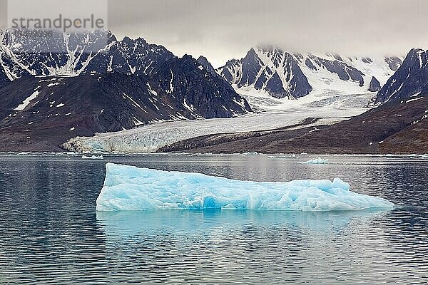 Eisscholle vor dem Monacobreen  Gletscher im Haakon VII Land  der in den Liefdefjorden mündet  Spitzbergen  Svalbard