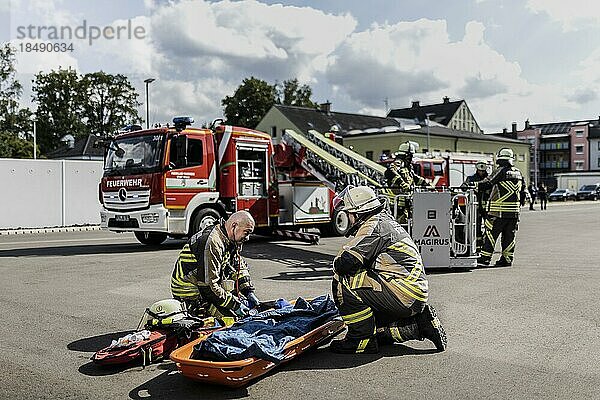 Übung der Freiwilligen Feuerwehr  Rehau  Germany