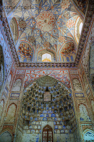 Decke und Wand  Abdulaziz Khan Madrasa  1652  UNESCO-Weltkulturerbe  Buchara  Usbekistan  Zentralasien  Asien