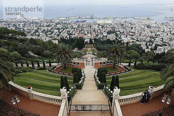Die Bahai-Terrassen (Die hängenden Gärten von Haifa)  UNESCO-Weltkulturerbe  Berg Karmel  Haifa  Israel  Naher Osten