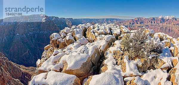 Gefrorene zerklüftete Felsen entlang der Palisaden der Wüste am Grand Canyon  UNESCO-Welterbe  Arizona  Vereinigte Staaten von Amerika  Nordamerika