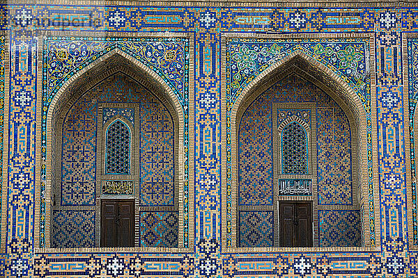 Außenräume  Fliesenarbeiten  Scherdor-Madrassa  fertiggestellt 1636  Registan-Platz  UNESCO-Weltkulturerbe  Samarkand  Usbekistan  Zentralasien  Asien