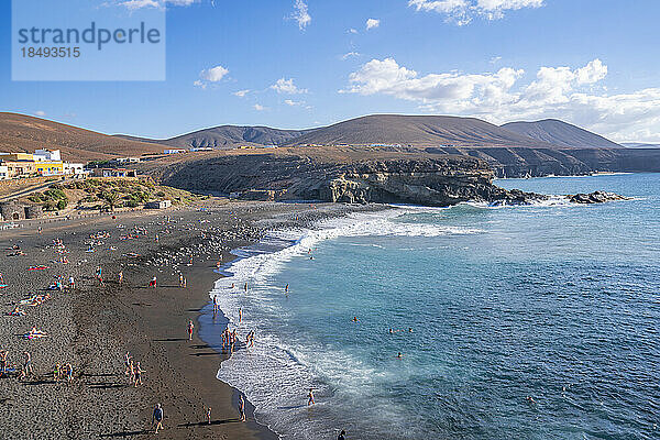 Blick auf Playa de Ajuy vom Mirador Playa de Ajuy  Ajuy  Fuerteventura  Kanarische Inseln  Spanien  Atlantik  Europa