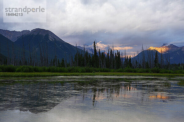 Frühes Morgenlicht  Vermillion Lakes  Banff National Park  UNESCO Weltkulturerbe  Alberta  Rocky Mountains  Kanada  Nordamerika