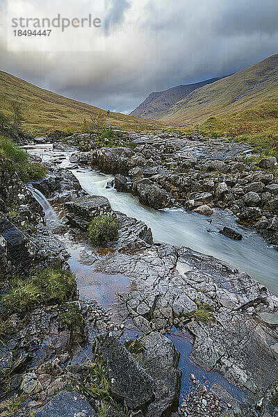 Fluss Etive  Glencoe  Highlands  Schottland  Vereinigtes Königreich  Europa