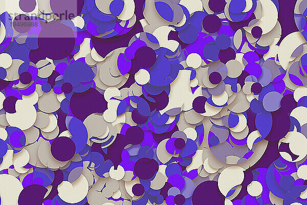 Dreidimensionales abstraktes Muster aus unvollendeten lilafarbenen und beigen Kreisen