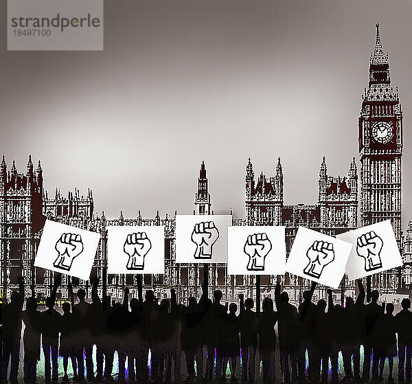 Demonstranten demonstrieren vor den Houses of Parliament