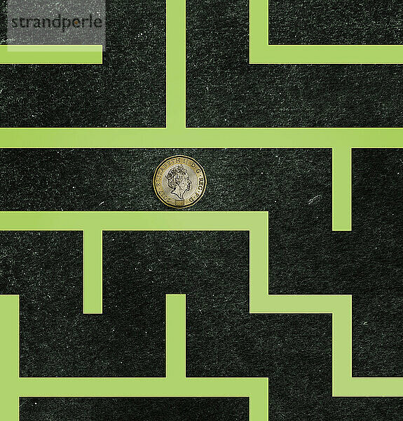 Pfundmünze im Labyrinth