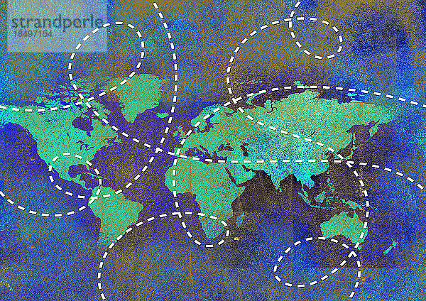 Gepunktete Linien auf der Weltkarte