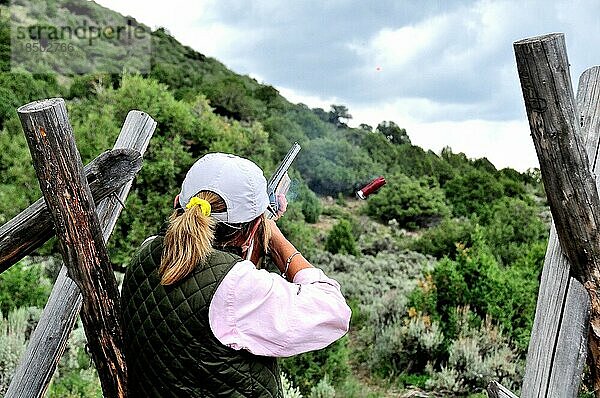 Cathy Beck shoots sporting clays while visiting Colorado
