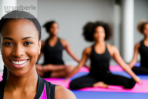 Porträt einer Frau im Yoga-Training. Generative KI