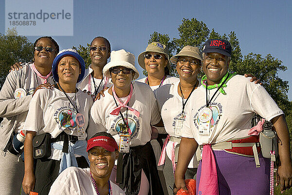Group of African-American women at a breast cancer walk in Detroit.