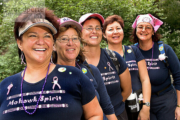 A team of native American Mohawks walk in the Avon Walk for Breast Cancer in New York City.