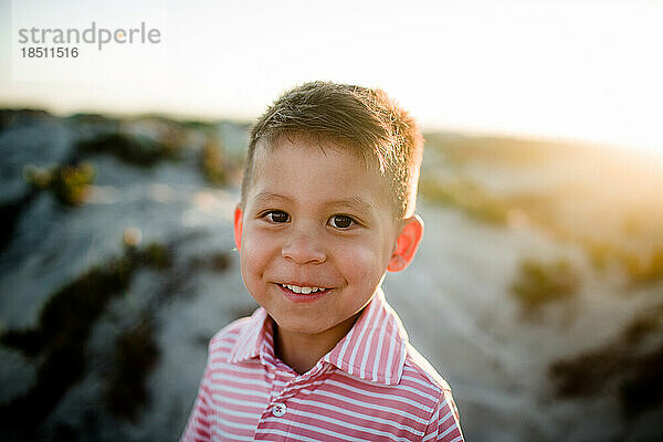 Close Up of Four Year Old Boy on Coronado Beach in San Diego
