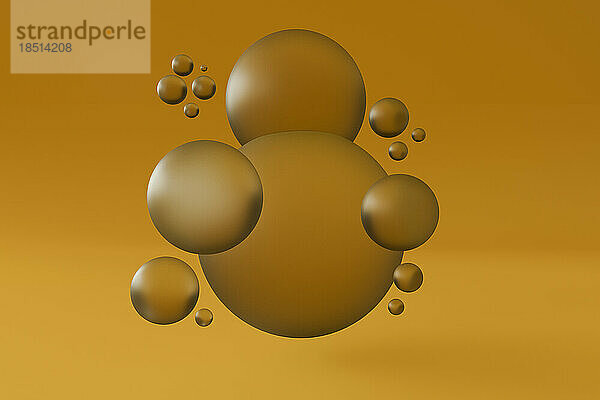 Three dimensional render of brown floating spheres