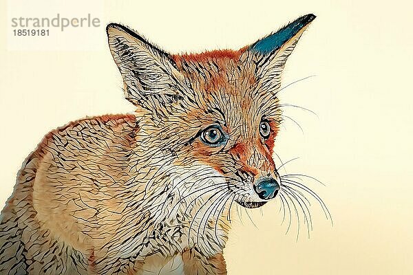 Rotfuchs (Vulpes vulpes)  Tierportrait  Jungtier  8 Wochen  Studioaufnahme  abstrakt