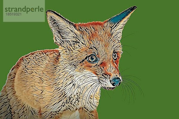 Rotfuchs (Vulpes vulpes)  Tierportrait  Jungtier  8 Wochen  Studioaufnahme  abstrakt