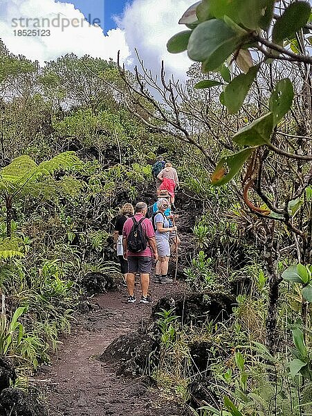 Arenal Volcano National Park  Costa Rica  Menschen wandern auf dem Vulkan Arenal im Bereich des Lavastroms von 1968  Mittelamerika