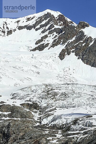 Rückläufiger Gletscher auf der Aiguille des Glaciers im Mont Blanc Massiv im Veny Tal in den italienischen Alpen  Italien  Europa