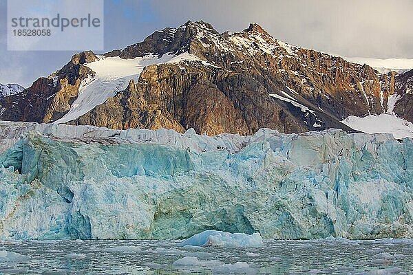 Fjortende Julibreen  14. Juli Gletscher kalbt in den Krossfjorden  Haakon VII Land  Spitzbergen  Svalbard  Norwegen  Europa
