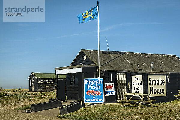 Meeresfrüchte-Restaurant in der Küstenstadt Aldeburgh  Suffolk  UK; Aldeburgh  Suffolk  England